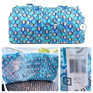 NWT- Vera Bradley Large Traveler Duffel Bag in Go Fish Blue Pattern